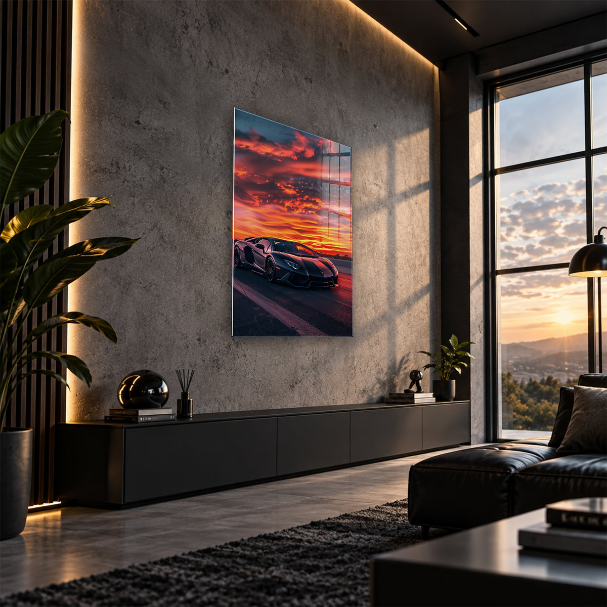 Acrylglas Wandbild - Hyper Car Sunset