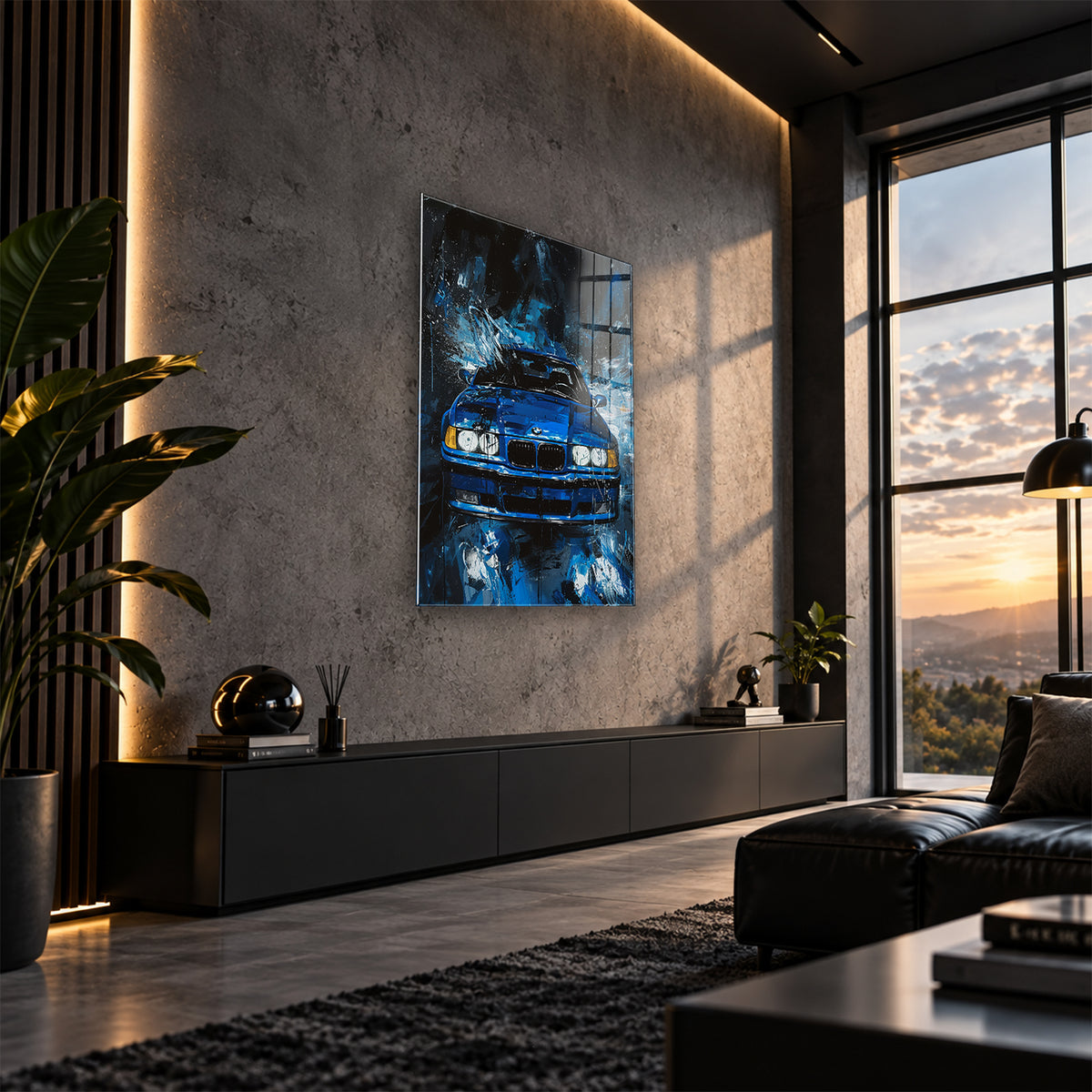 Acrylglas Wandbild - Blue Car Paint