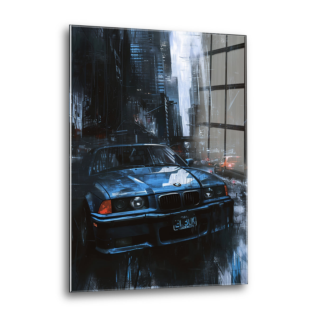 Acrylglas Wandbild - Blue City Car