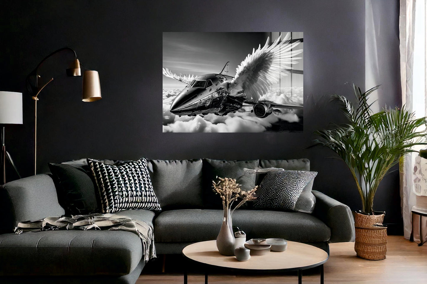 Acrylglas Wandbild - Jet mit Flügeln