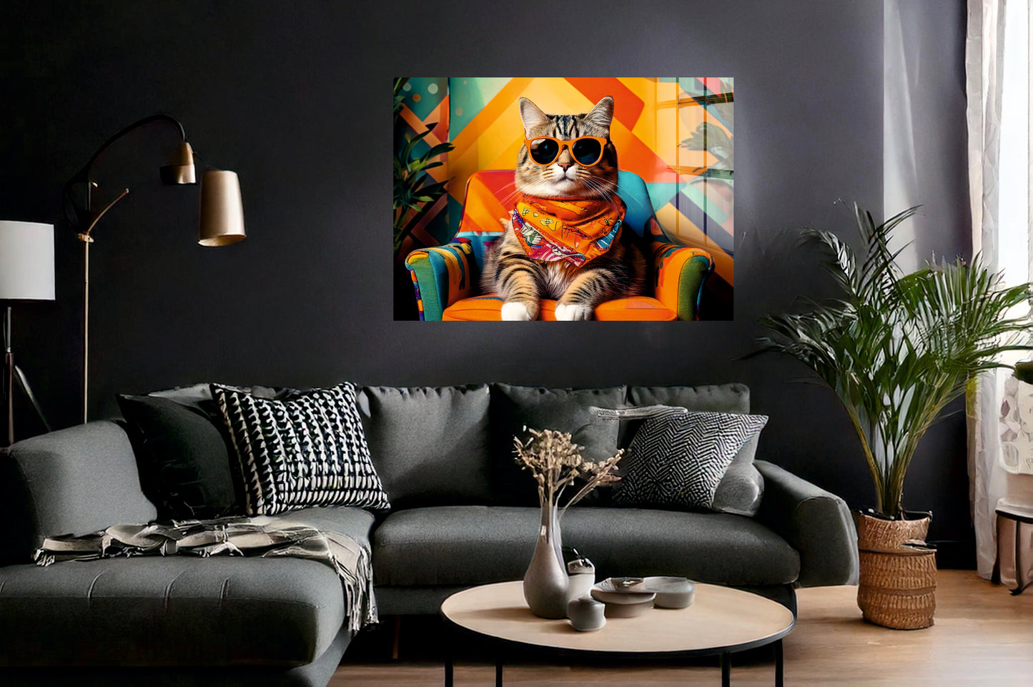 Acrylglas Wandbild - Katze mit Brille