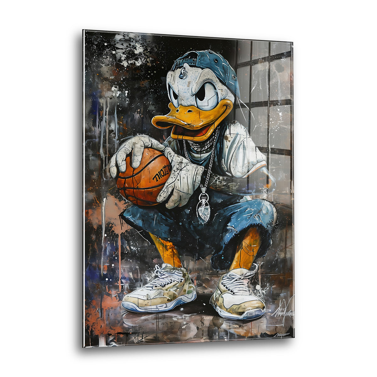 Acrylglas Wandbild - Basketball Duck