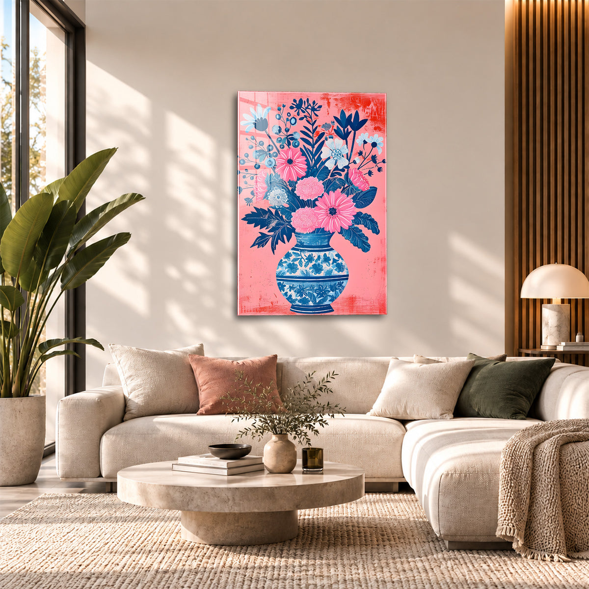 Acrylglas Wandbild - Blue and Pink Flower