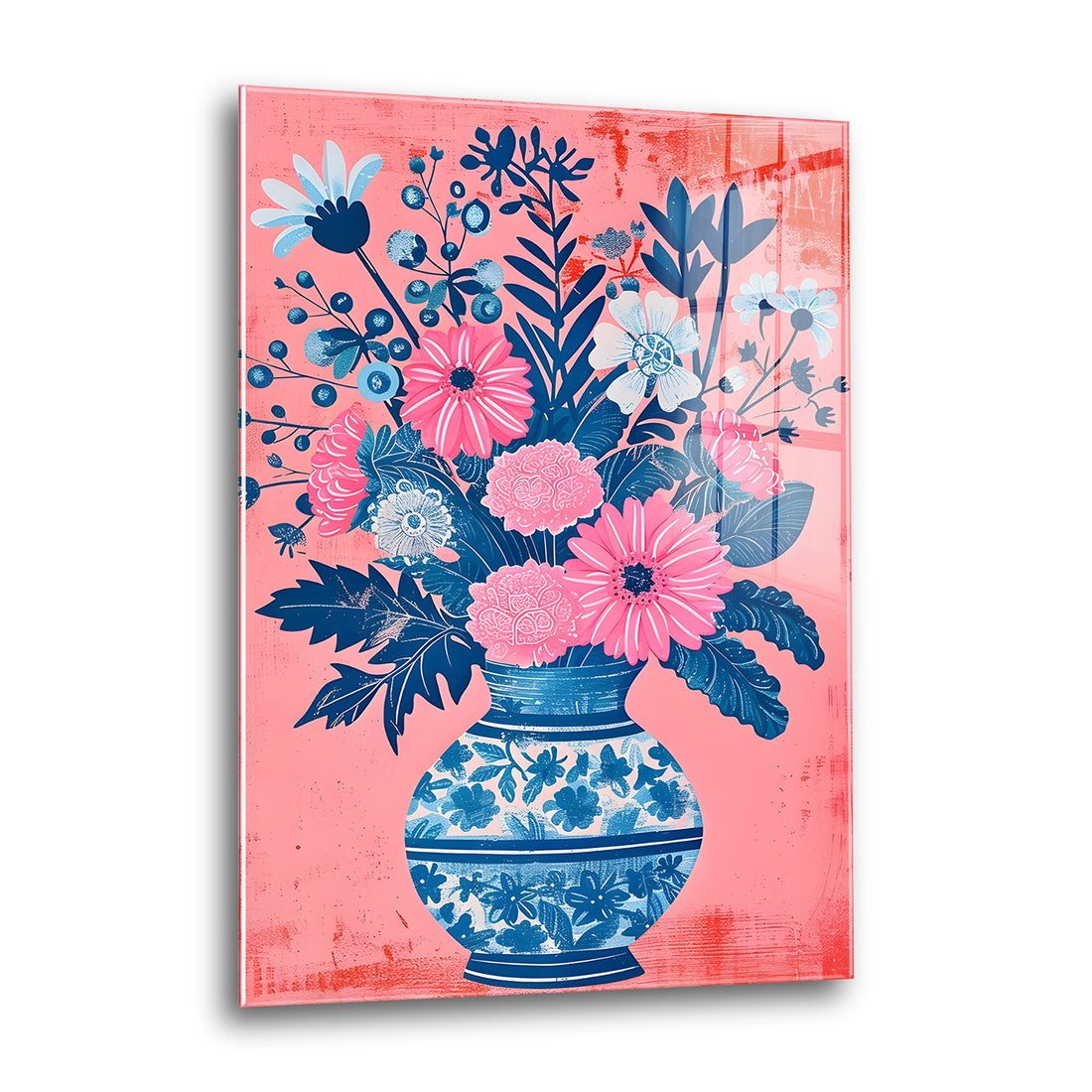Acrylglas Wandbild - Blue and Pink Flower