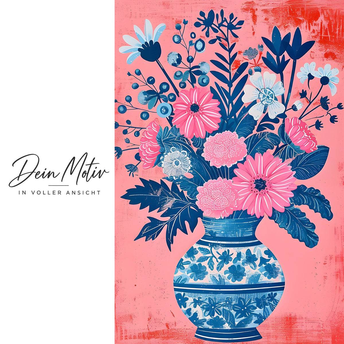 Acrylglas Wandbild - Blue and Pink Flower
