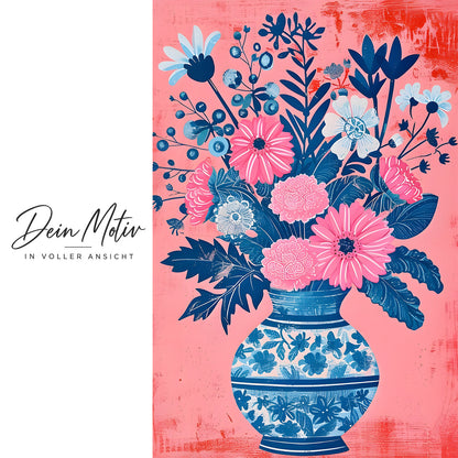 Acrylglas Wandbild - Blue and Pink Flower