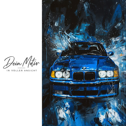 Acrylglas Wandbild - Blue Car Paint