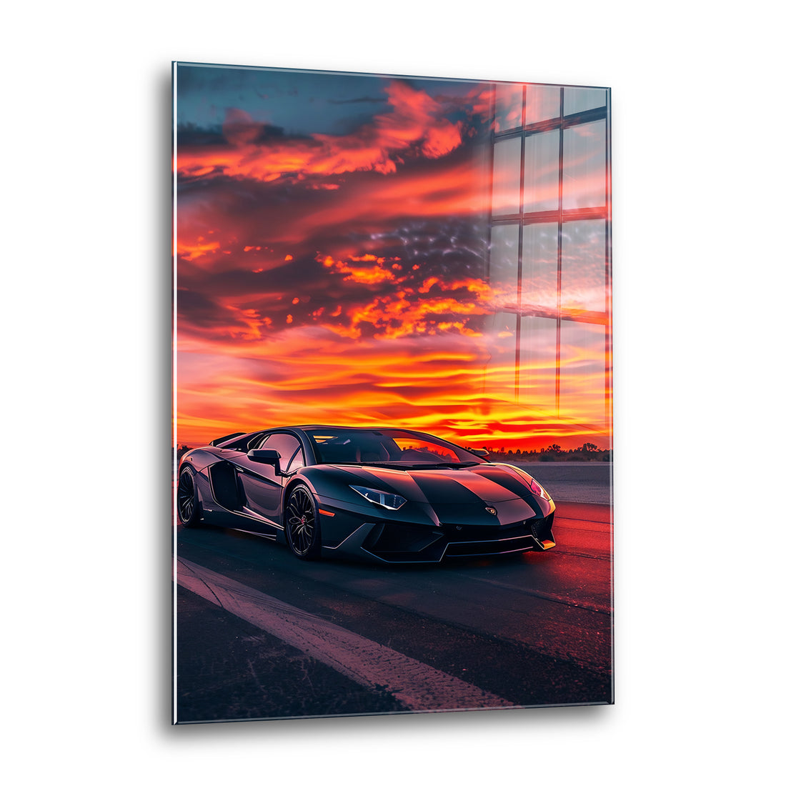 Acrylglas Wandbild - Hyper Car Sunset