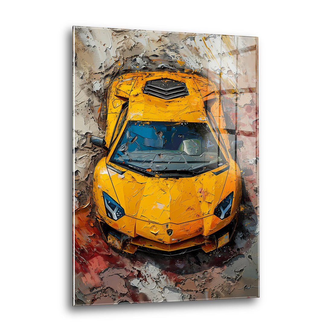 Acrylglas Wandbild - Yellow Car Paint