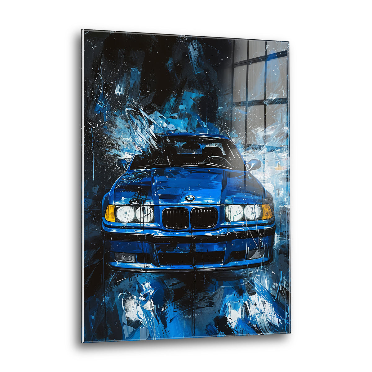 Acrylglas Wandbild - Blue Car Paint