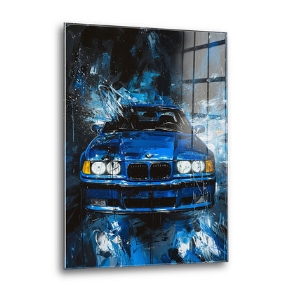 Acrylglas Wandbild - Blue Car Paint