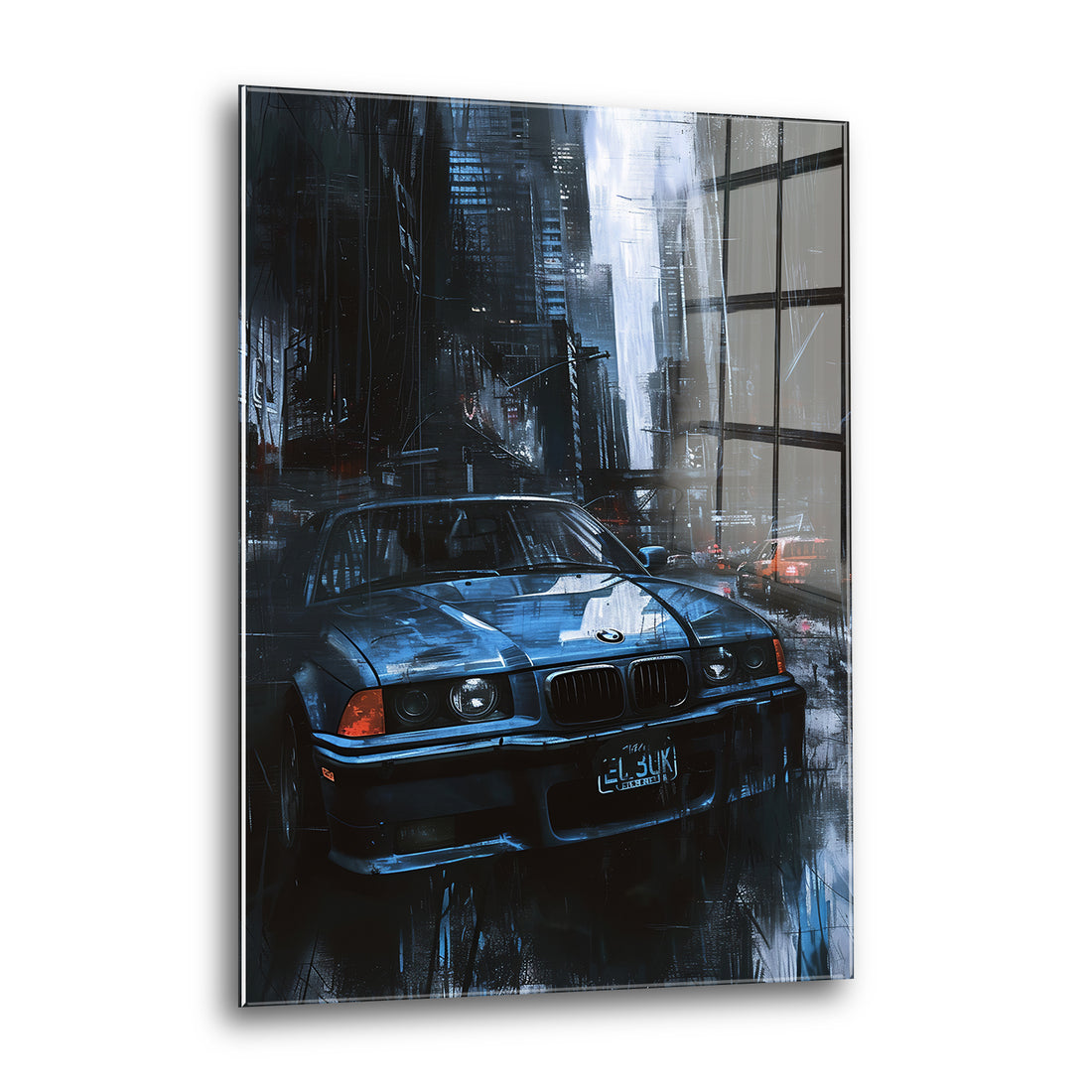 Acrylglas Wandbild - Blue City Car