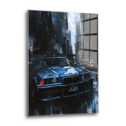 Acrylglas Wandbild - Blue City Car