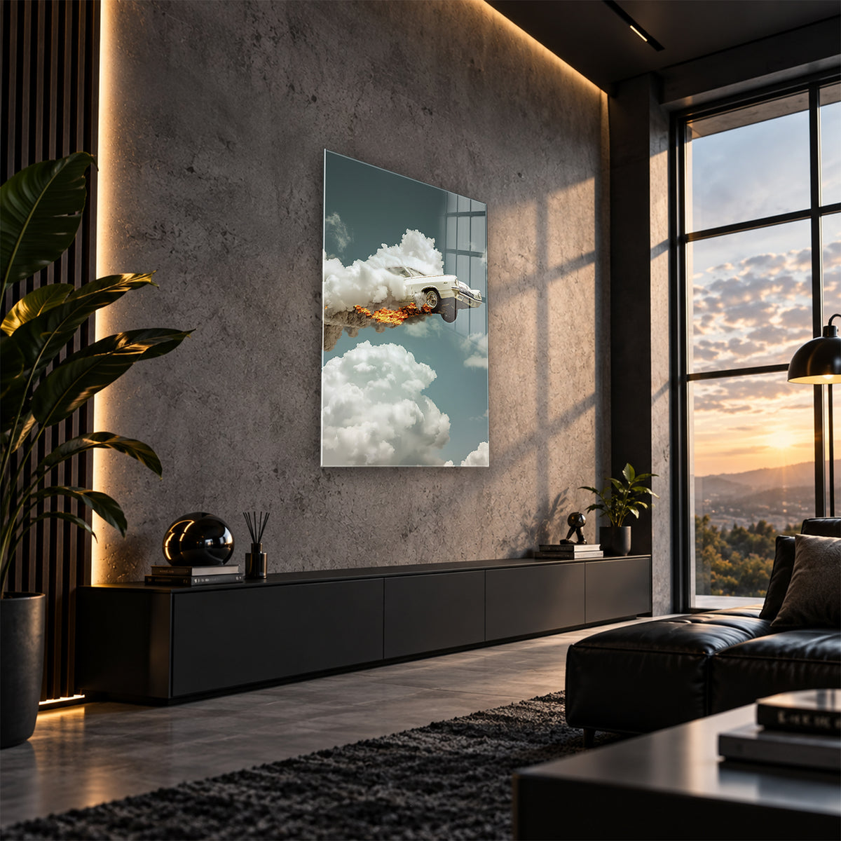 Acrylglas Wandbild - Burning Car