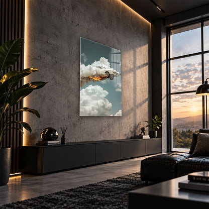 Acrylglas Wandbild - Burning Car