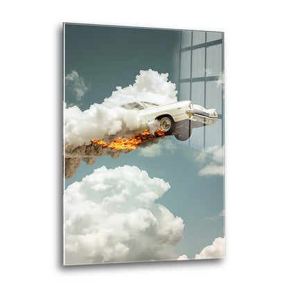 Acrylglas Wandbild - Burning Car