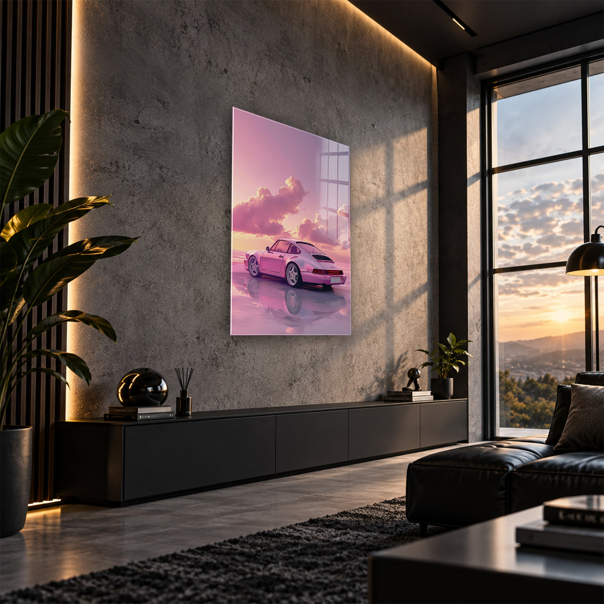 Acrylglas Wandbild - Pink Car