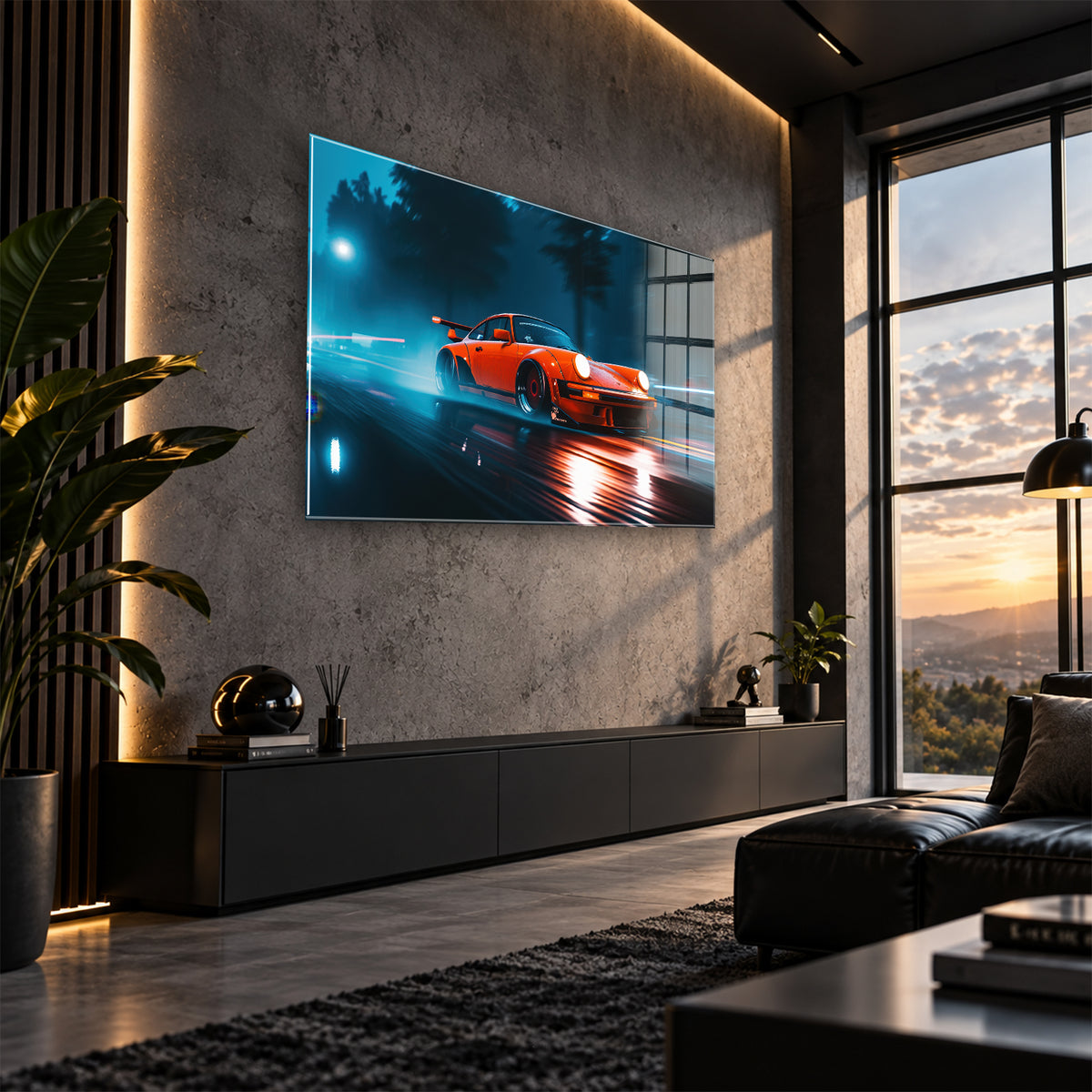 Acrylglas Wandbild -Orange Car
