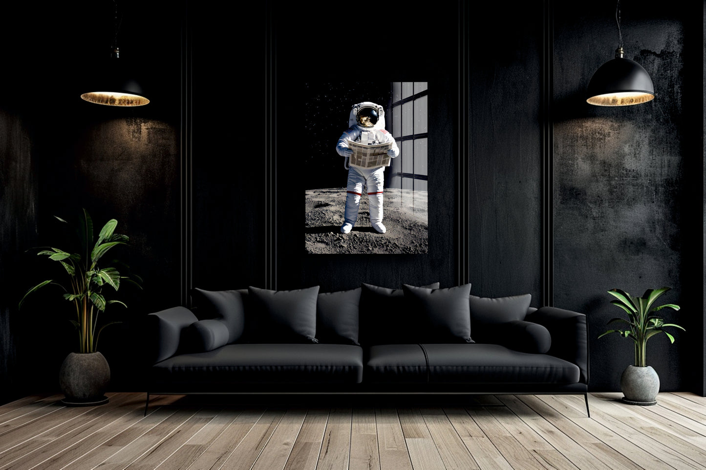 Acrylglas Wandbild - Astronaut mit Zeitung