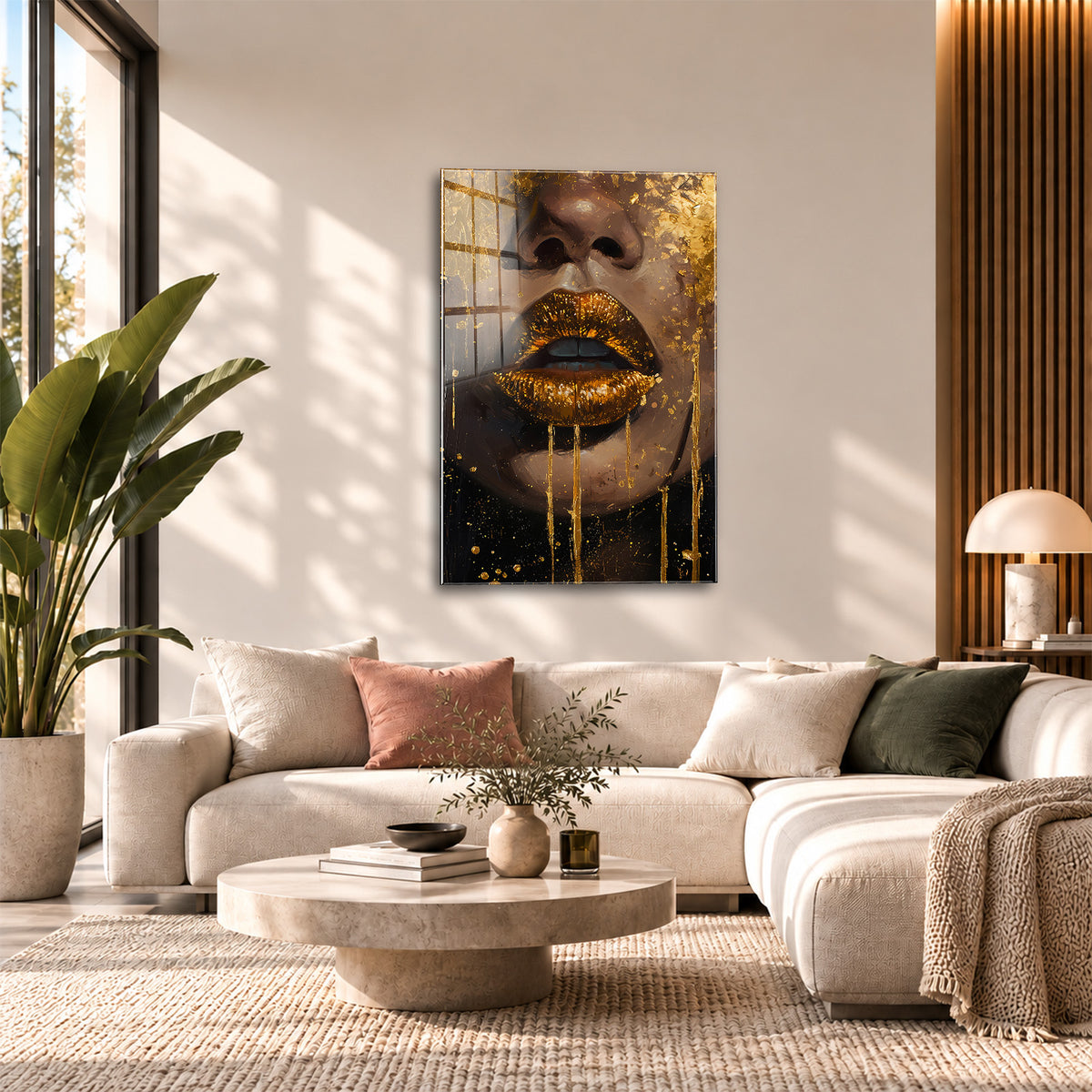 Acrylglas Wandbild - Gold Lips