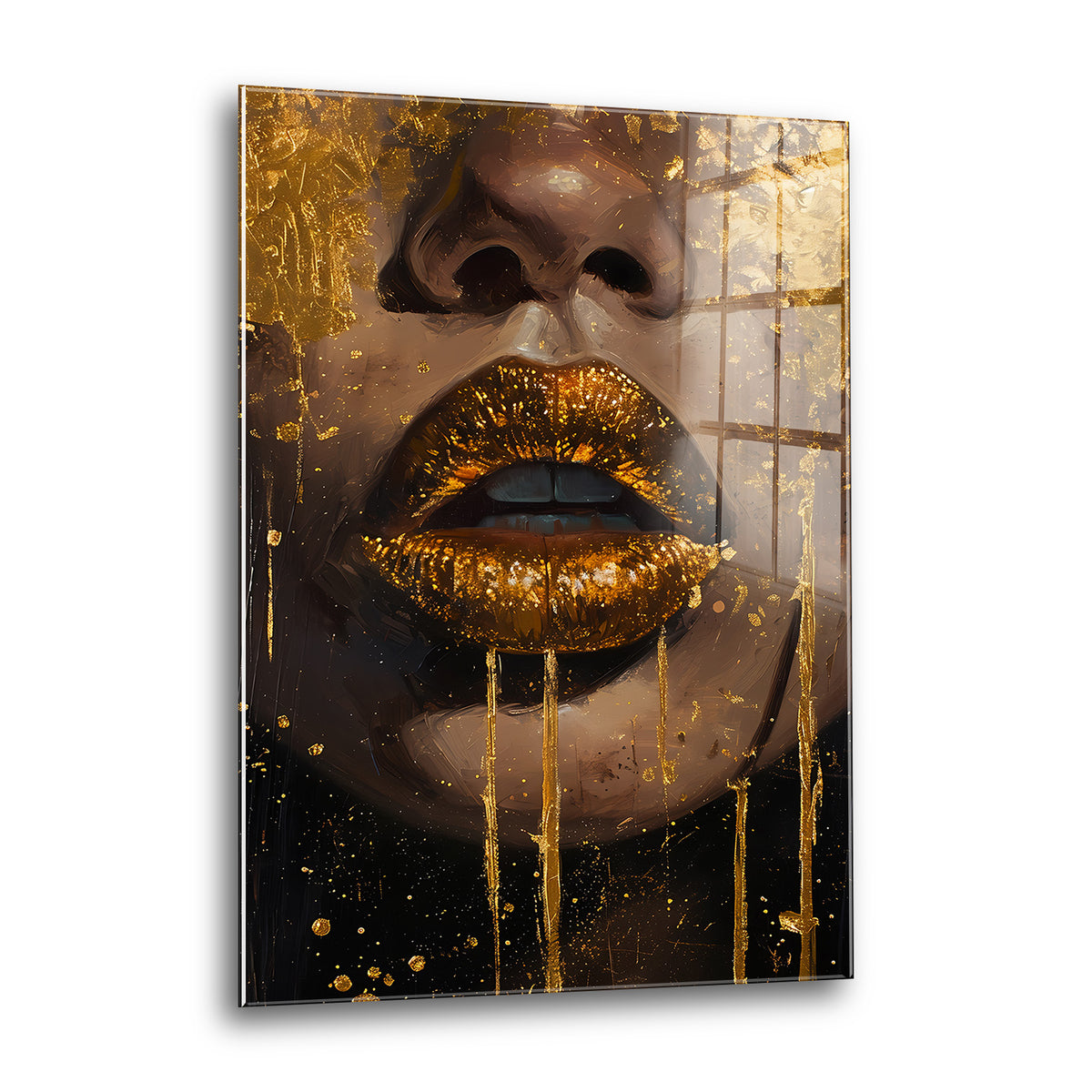 Acrylglas Wandbild - Gold Lips