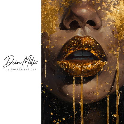 Acrylglas Wandbild - Gold Lips