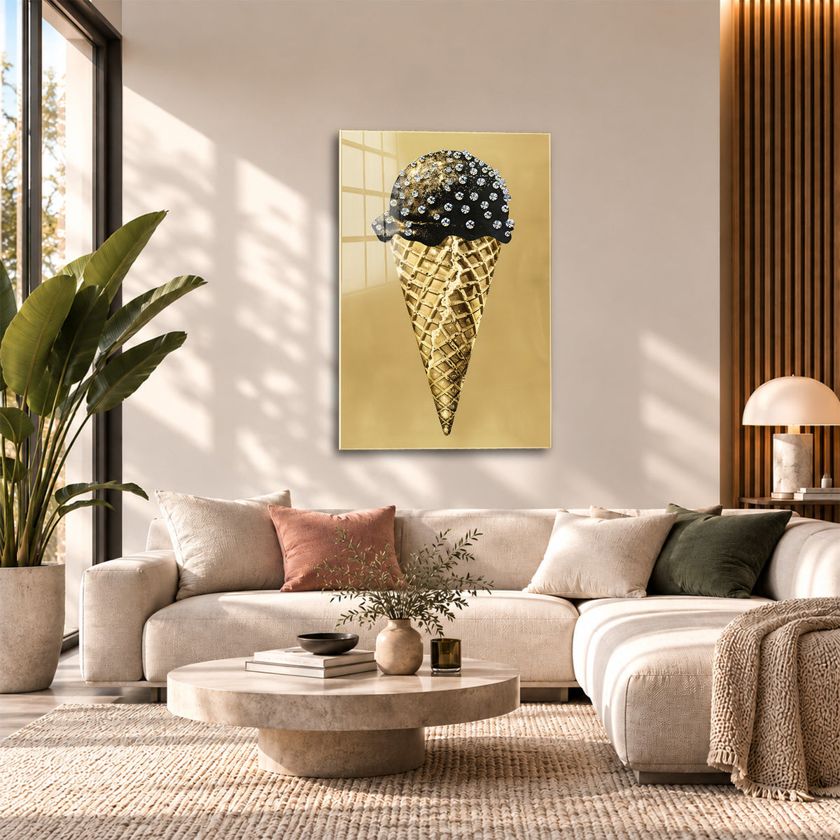 Acrylglas Wandbild - Golden Ice Cream
