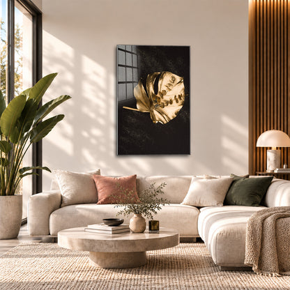 Acrylglas Wandbild - Golden Leaf