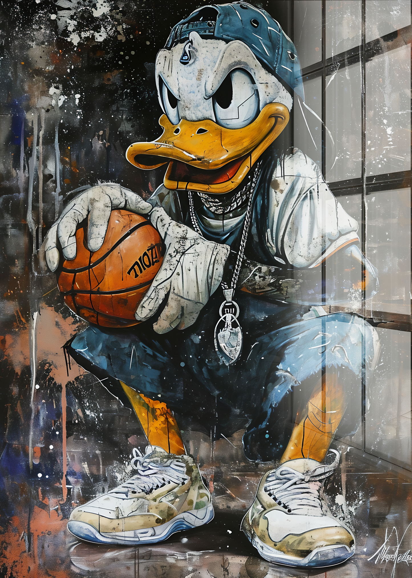 Acrylglas Wandbild - Duck Basketball