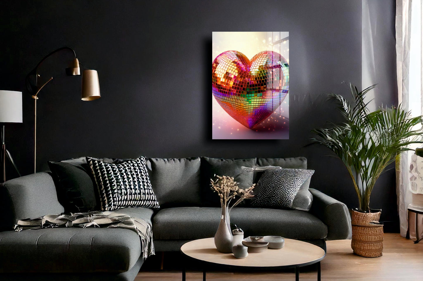 Acrylglas Wandbild - Discokugel Herz