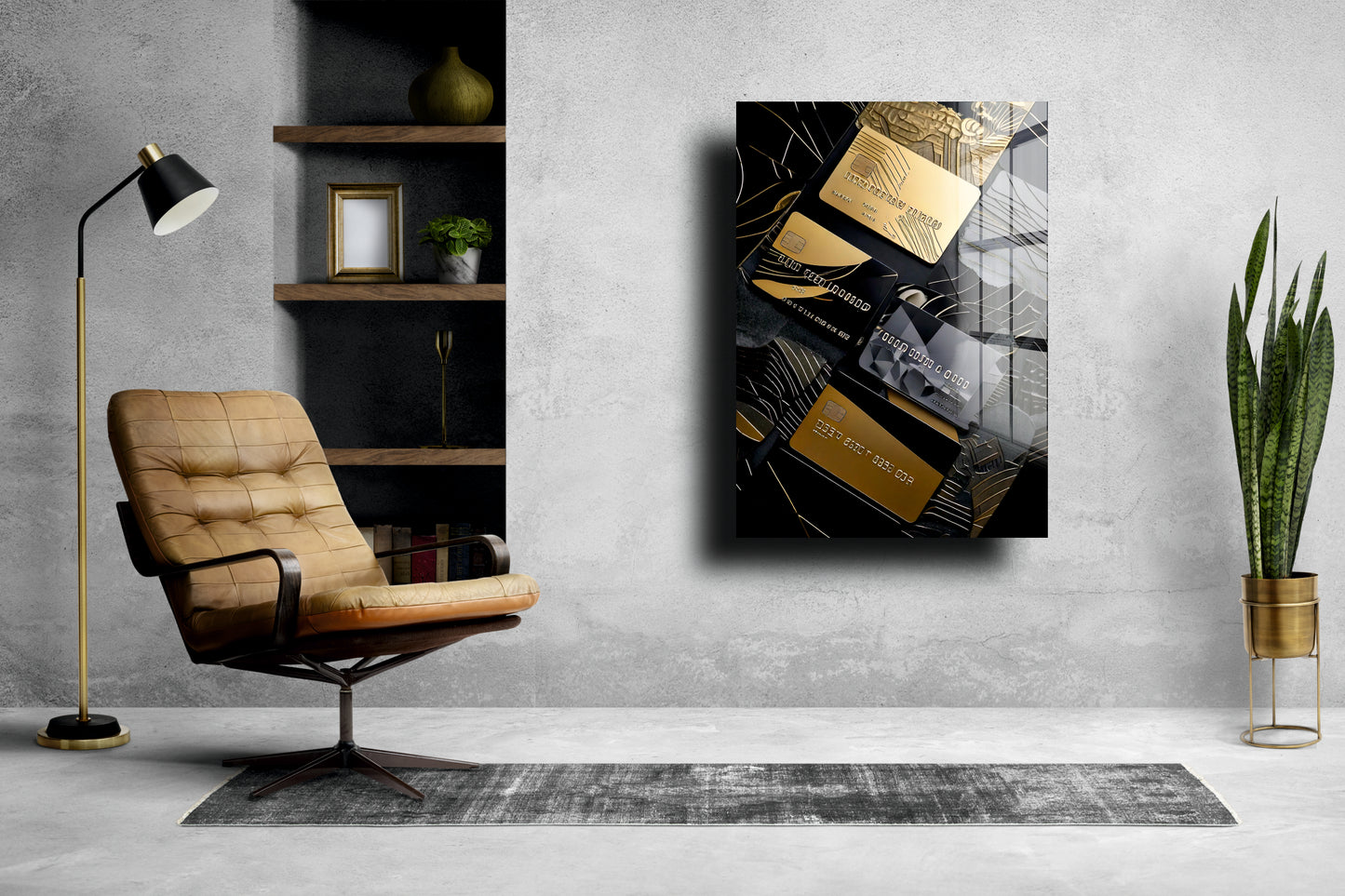 Acrylglas Wandbild - Kreditkarten black and gold