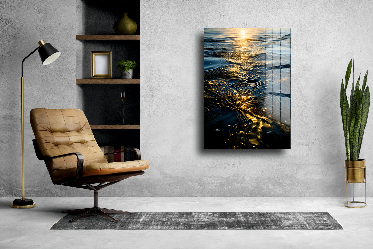 Acrylglas Wandbild - Goldenes Wasser