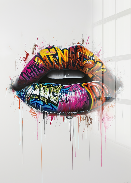 Acrylglas Wandbild - Lippen Graffiti