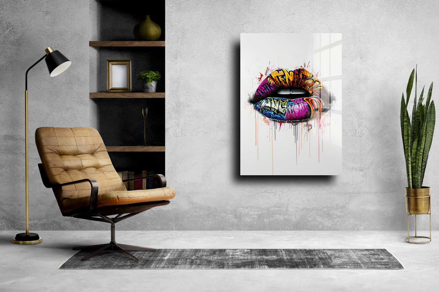 Acrylglas Wandbild - Lippen Graffiti