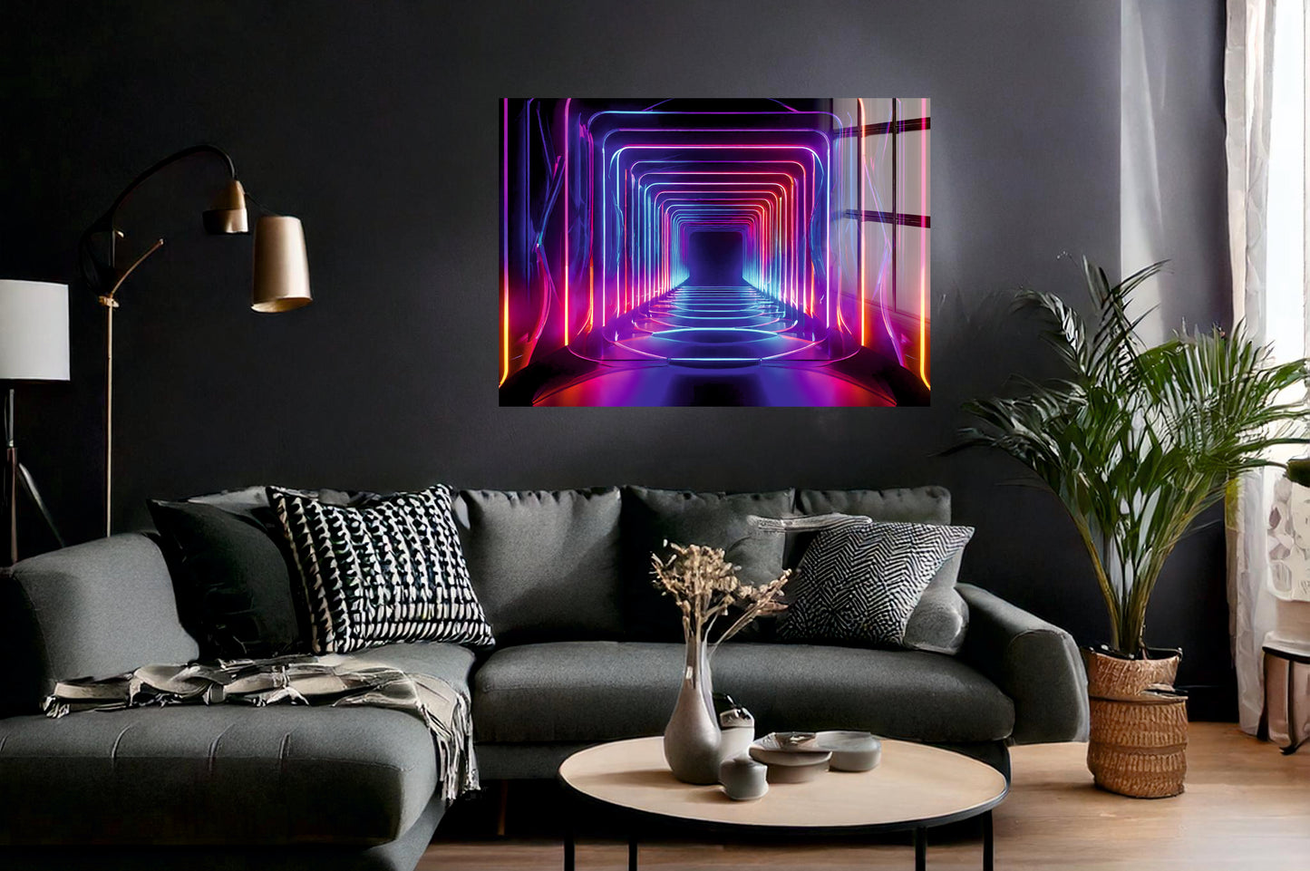 Acrylglas Wandbild - Neontunnel