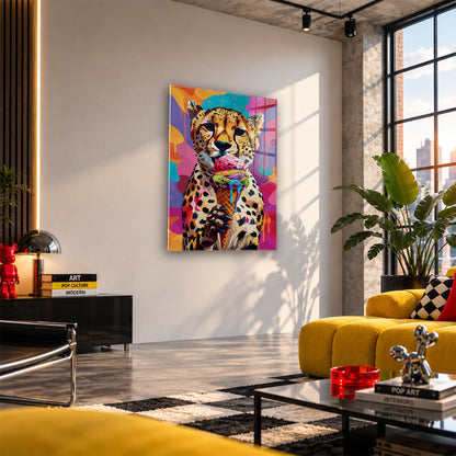 Acrylglas Wandbild - Gepard Icecream