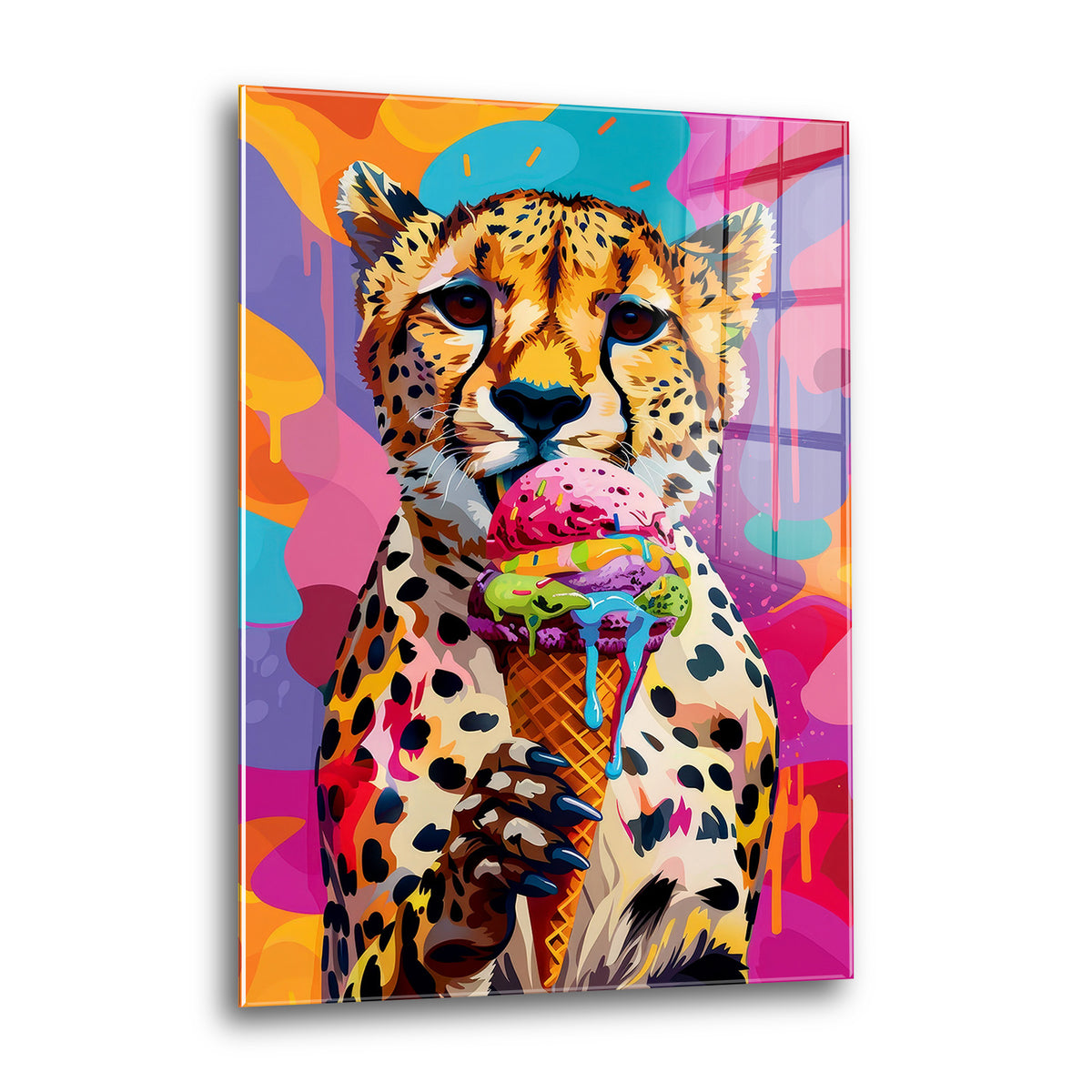 Acrylglas Wandbild - Gepard Icecream