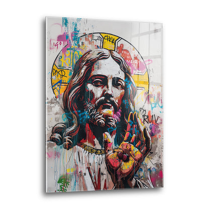Acrylglas Wandbild - Grafik Jesus