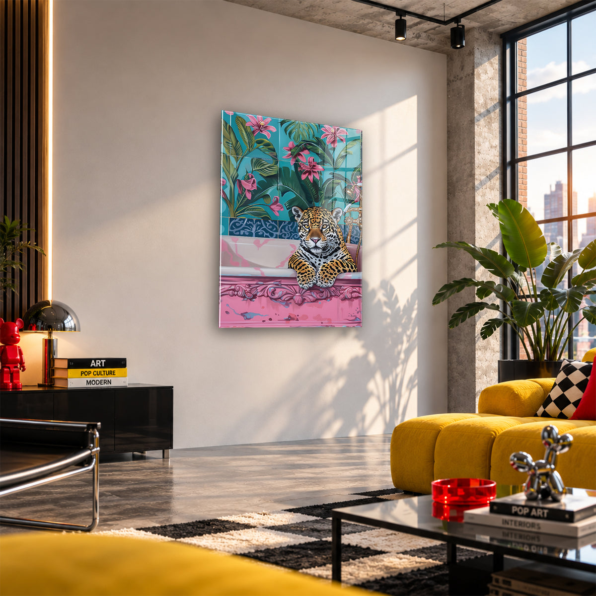 Acrylglas Wandbild - Bathing Leopard