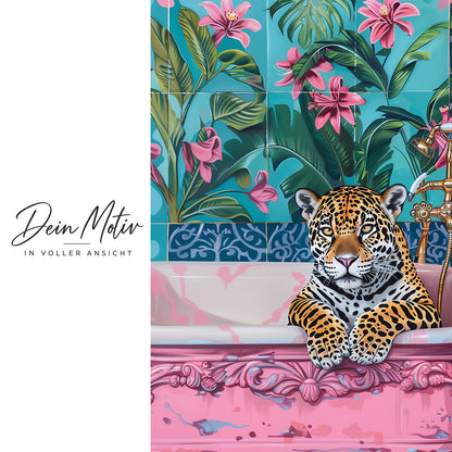 Acrylglas Wandbild - Bathing Leopard