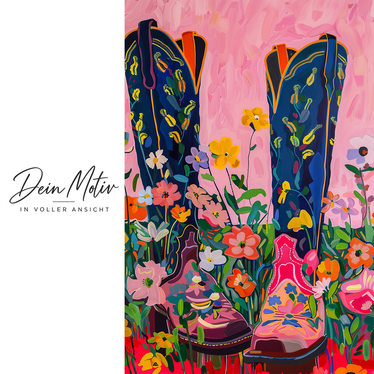 Acrylglas Wandbild - Flower Cowboy Boots