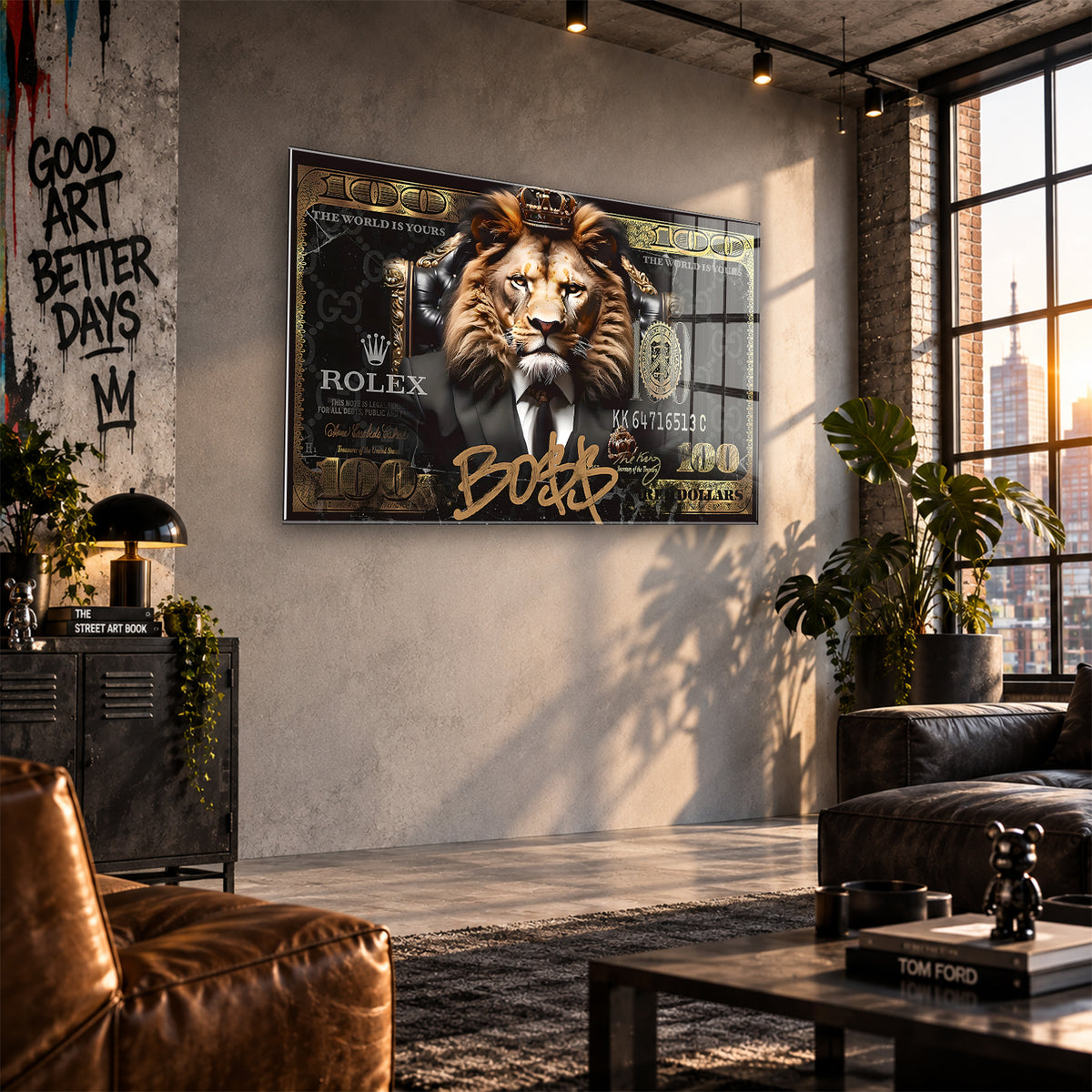 Acrylglas Wandbild -Boss Lion