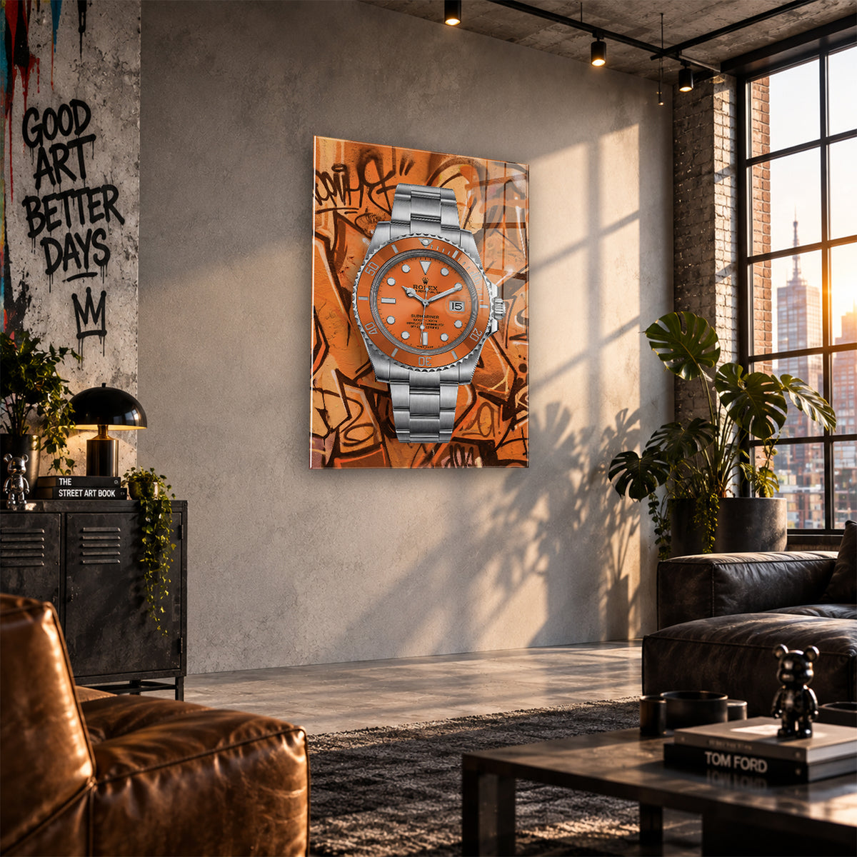 Acrylglas Wandbild -Orange Watch
