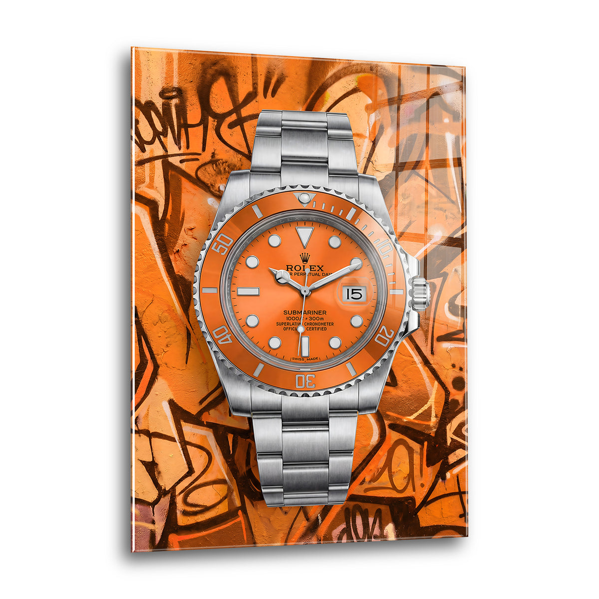 Acrylglas Wandbild -Orange Watch