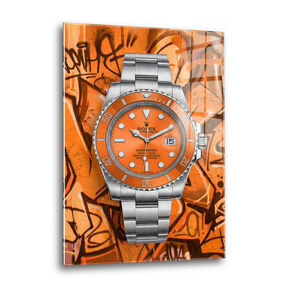 Acrylglas Wandbild -Orange Watch