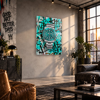 Acrylglas Wandbild -Turquoise Watch