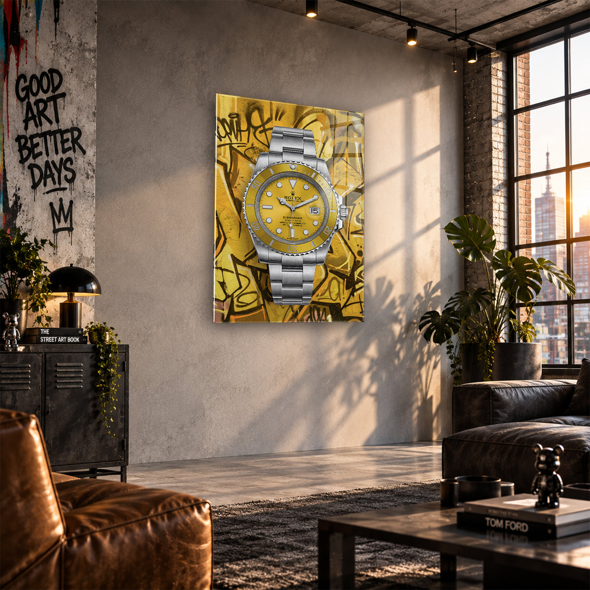 Acrylglas Wandbild -Yellow Watch
