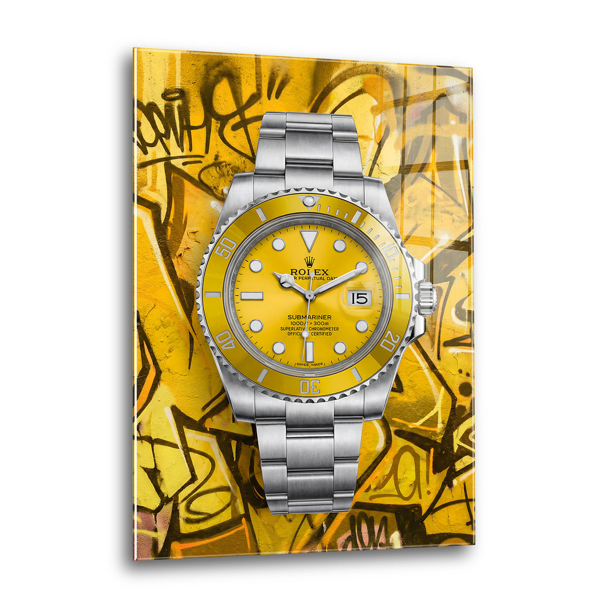 Acrylglas Wandbild -Yellow Watch
