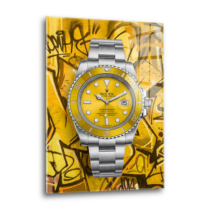 Acrylglas Wandbild -Yellow Watch