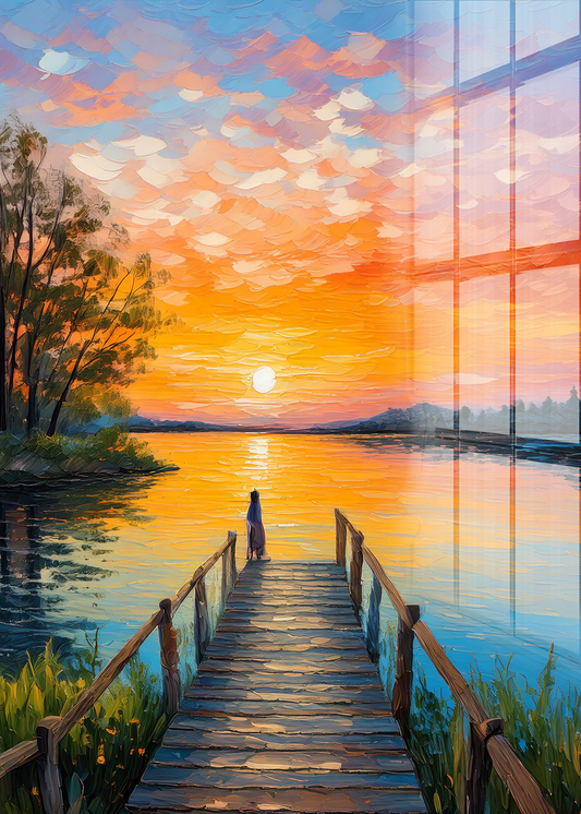 Acrylglas Wandbild - See im Sonnenuntergang